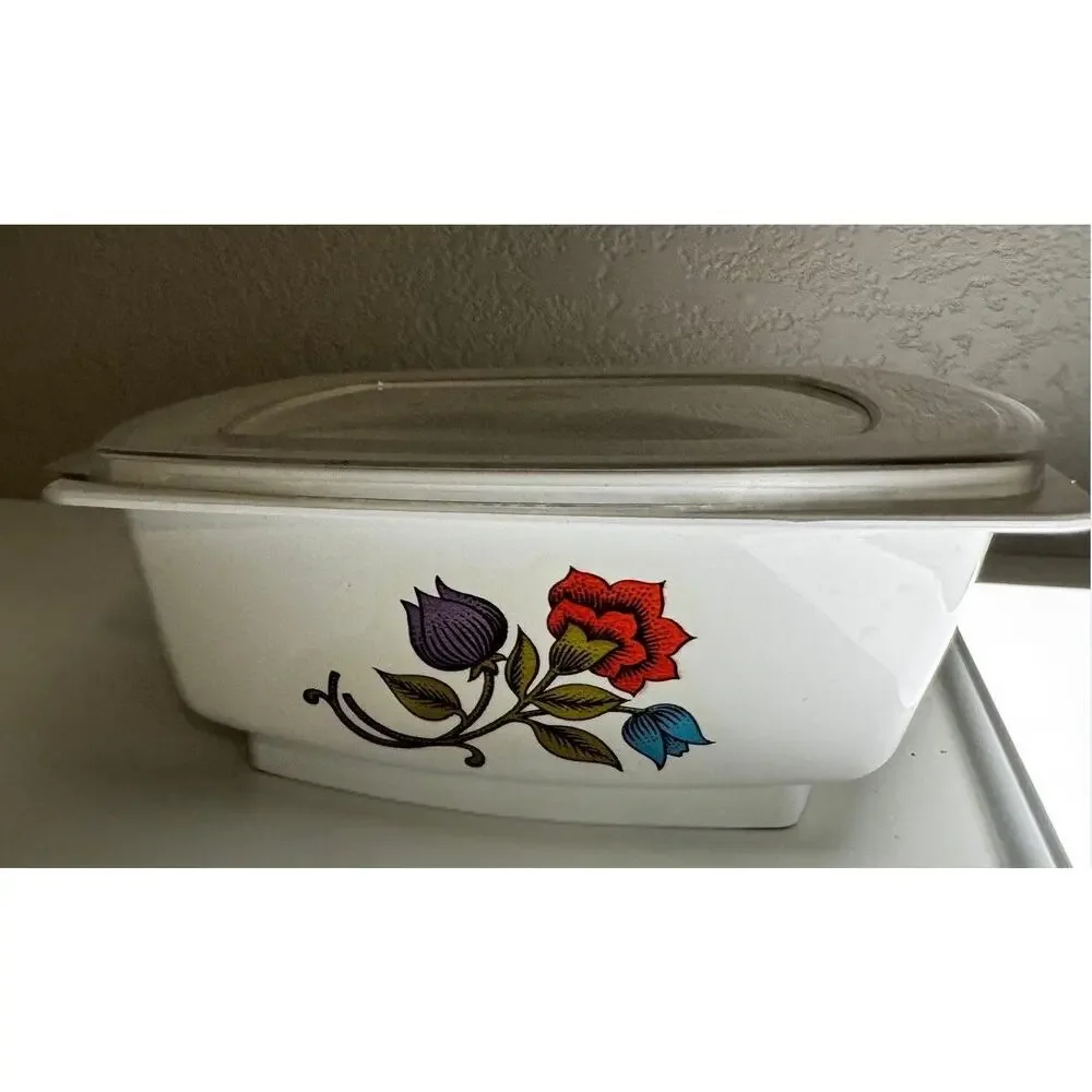 Hefty Food Container Vintage Floral 1 Pint Cream Lid Microwave Safe